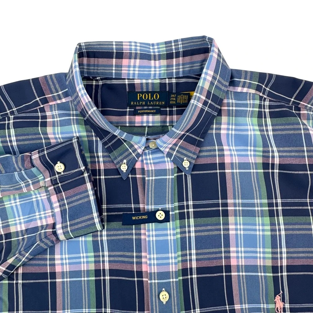 NWT‎ Polo Ralph Lauren Performance Plaid Shirt Mens 2XLT Wicking